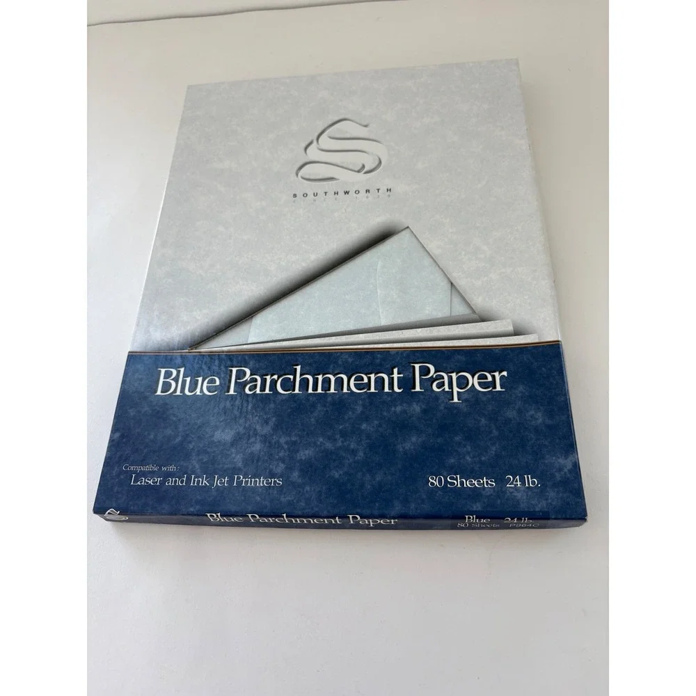 Southworth Blue Parchment Paper Opened 51 Sheets‎ & 1 Envelopes 24  lb P964C